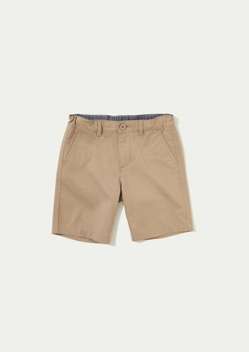 BERMUDA INFANTIL CON BOLSILLO - BEIGE 