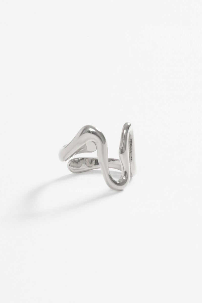 Anillo ola acero plateado