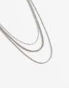 Collares Cortos Metal Collar Multicadenas - Plateado Rodio