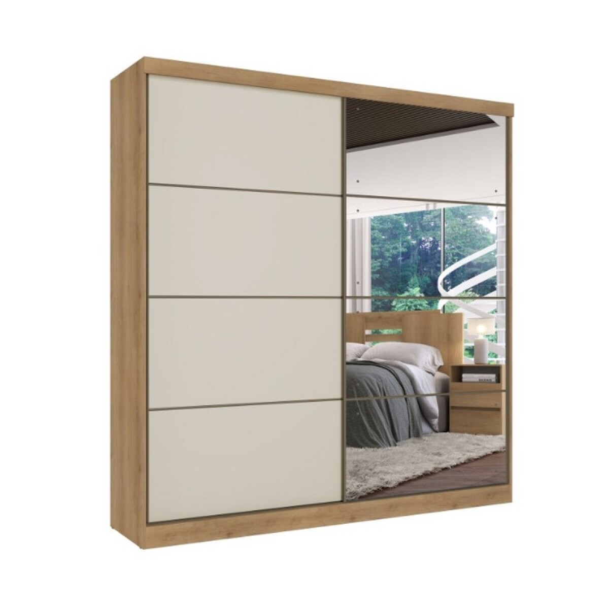 ROPERO 2P MALAGA CAPUCCINO / OFF WHITE FULL GLASS 