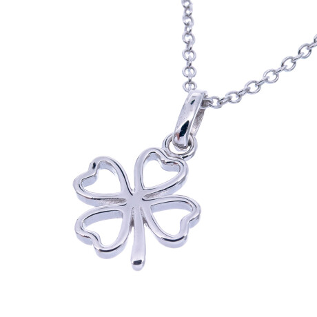 Conjunto de cadena y dije de plata 925 rodinado, TREBOL. Conjunto de cadena y dije de plata 925 rodinado, TREBOL.