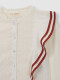 Blusa Volantes Con Contraste Blanco Roto
