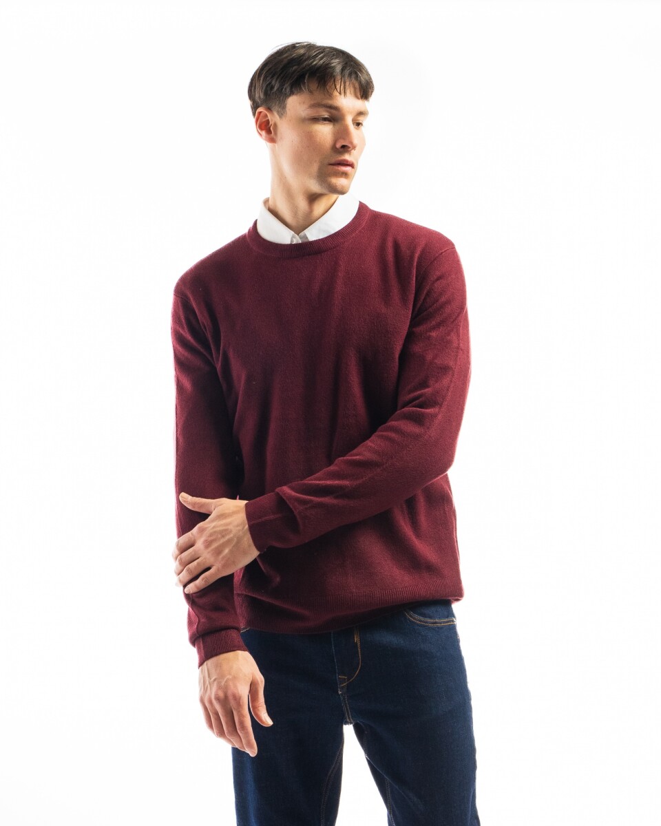 Buzo Cashmere Cuello Base - Bordo 