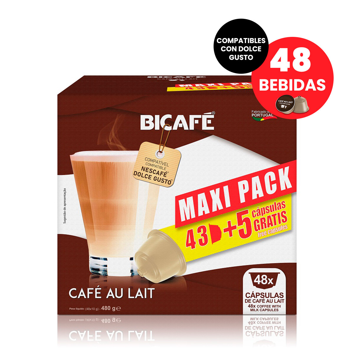 Pack X48 Cápsulas Bicafé Café Au Lait 