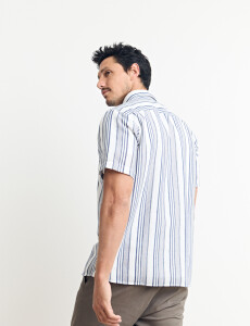 012631 CAMISA HARRINGTON LABEL Natural/azul