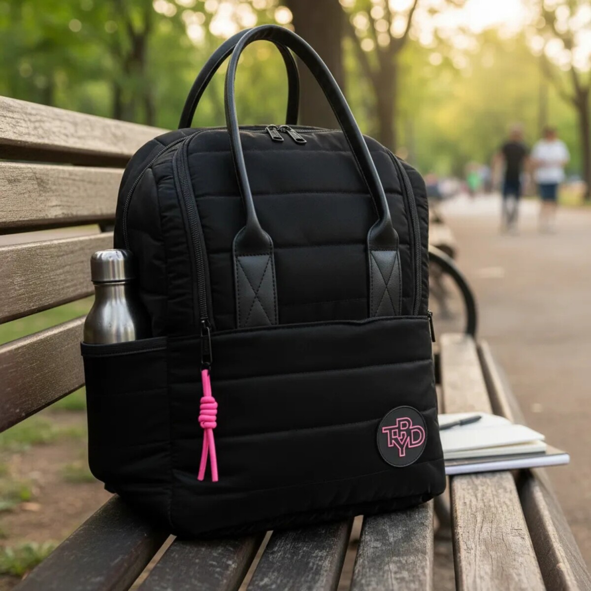 Mochila Trendy con Porta notebook y bolsillo de termo - Negro 