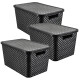 Set x3 caja simil ratán 7 lts NEGRO