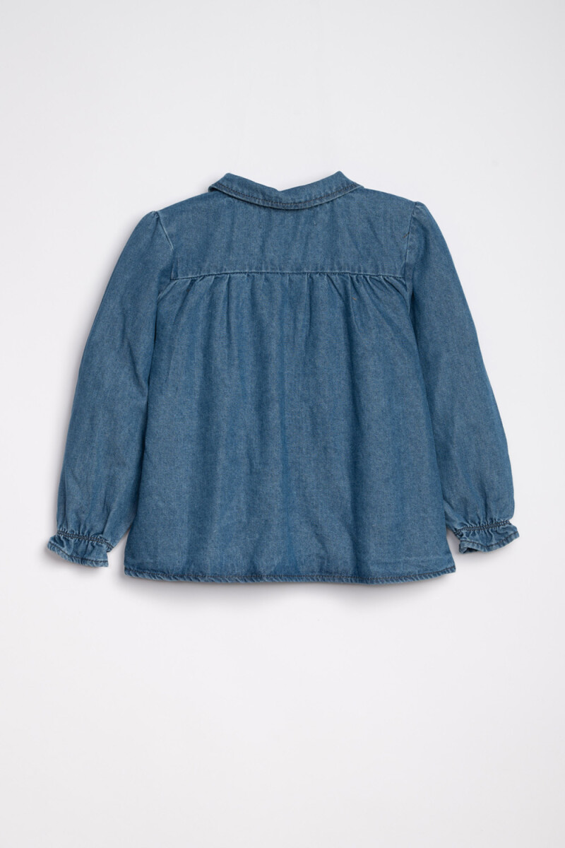 Blusa cuello volado jean Azul