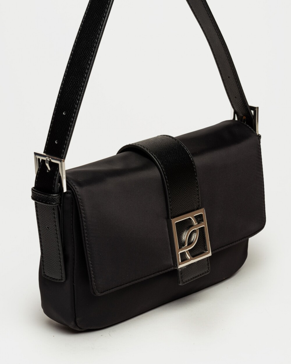 Cartera al hombro Signature en nylon Negro