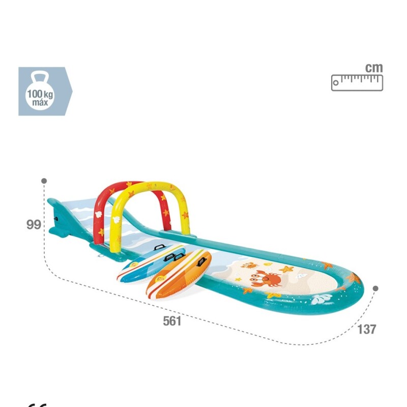 INTEX TOBOGAN PISTA DESLIZANTE CON ROCIADOR + 2 TABLAS SURF Intex Tobogan Pista Deslizante Con Rociador + 2 Tablas Surf