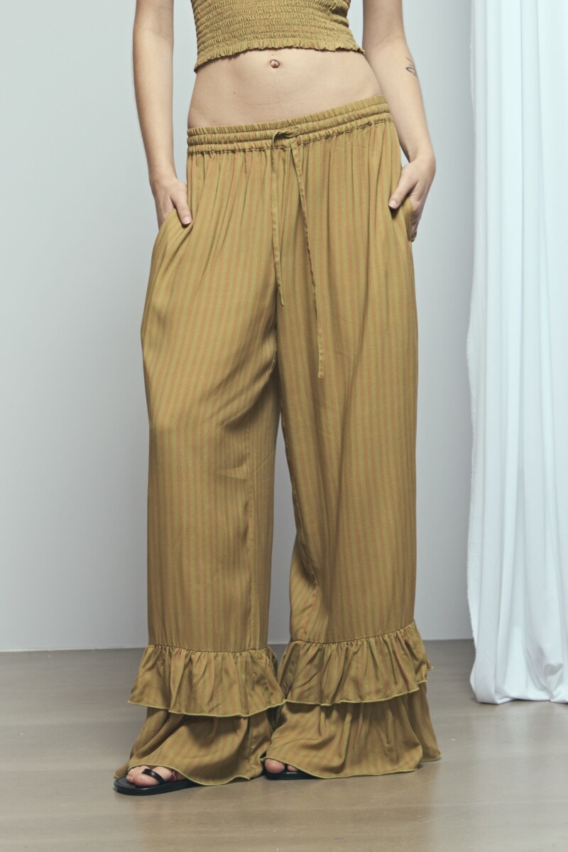 Pantalón rayado volado PREVENTA marrón