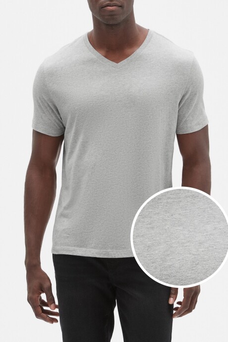 Remera Básica Cuello V Hombre B08 Light Heather Grey