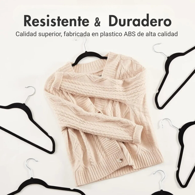 Set x30 perchas antideslisantes de terciopelo NEGRO