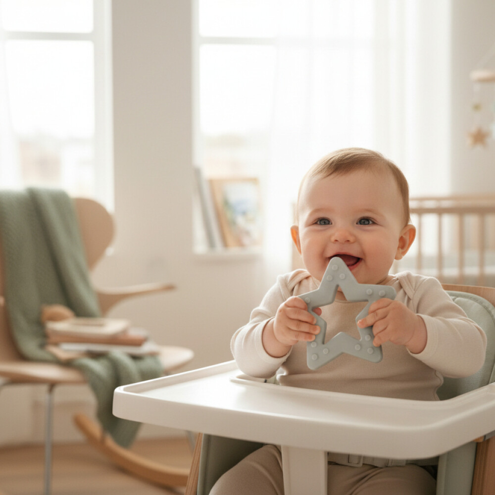 Mordillo silicona estrella Mumlove gris