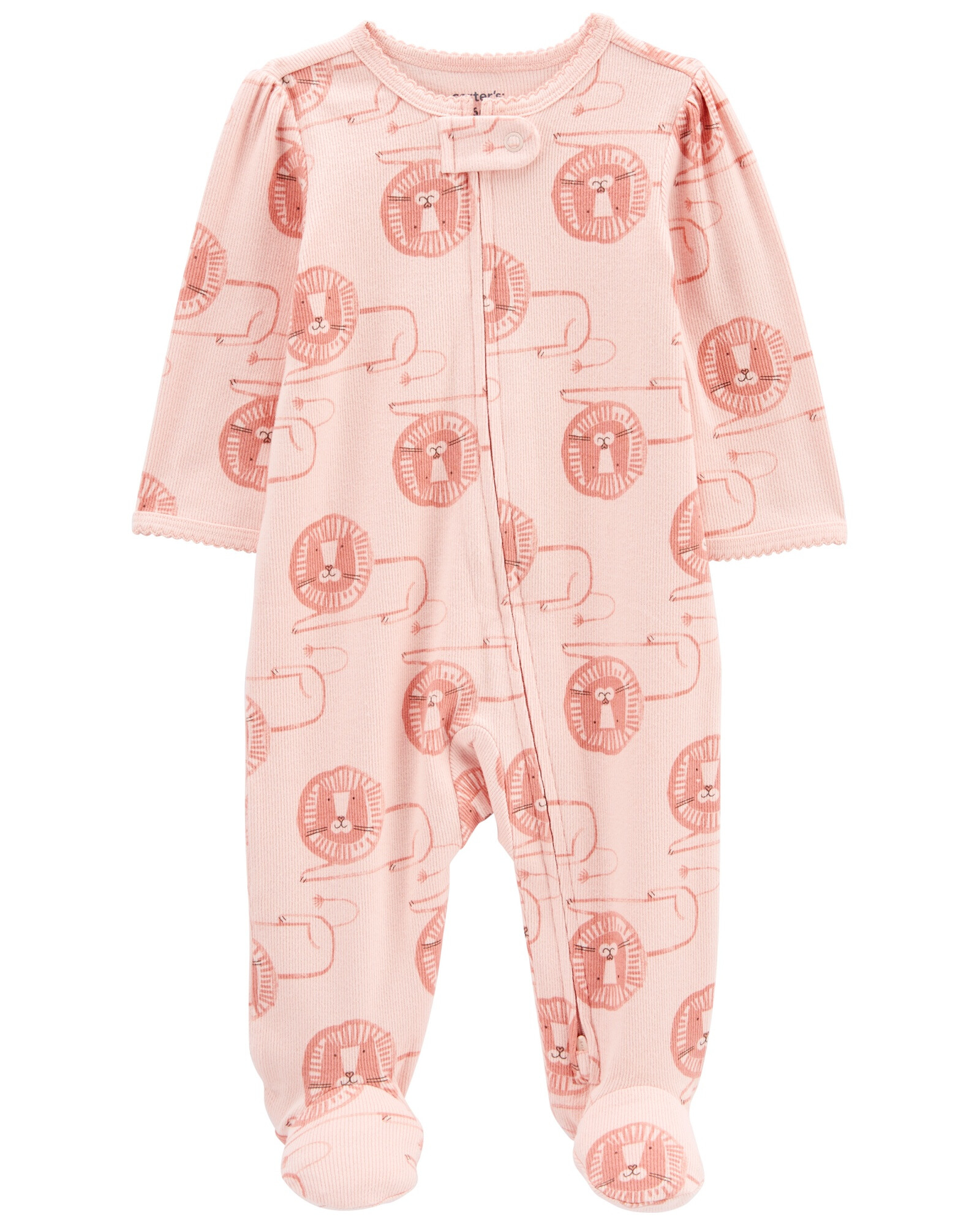 Pijama una pieza de algodón texturado, con pie, diseño león Pijama una pieza de algodón texturado, con pie, diseño león