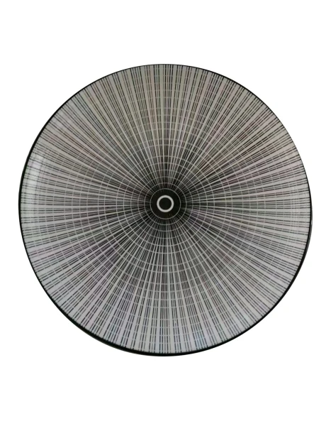 PLATO POSTRE 19CM LINEAS/CIRCULOS CENTRALES NEGRO PLATO POSTRE 19CM LINEAS/CIRCULOS CENTRALES NEGRO