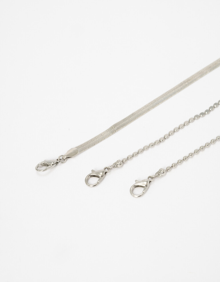 Pulseras Flexibles Sets Metal Set De Pulseras Metálicas - Plateado Rodio