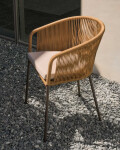 Silla Yanet de cuerda beige y patas de acero galvanizado