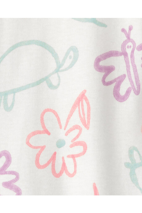 Pijama enterito de algodón con pie, diseño flores, tortugas y mariposas. Talles 12-24M Sin color