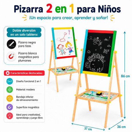 Pizarra Pizarrón 2 En 1 Magnético Y Tiza + Accesorios Pizarra Pizarrón 2 En 1 Magnético Y Tiza + Accesorios