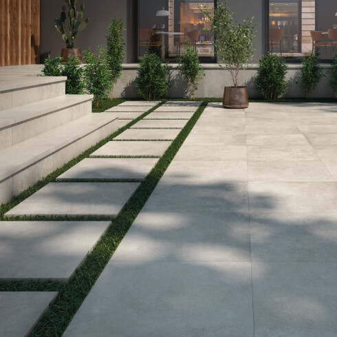 Peldaño Piscina Rustica Gris Antideslizante 119.7X3.15Cm GAMAS DE GRIS