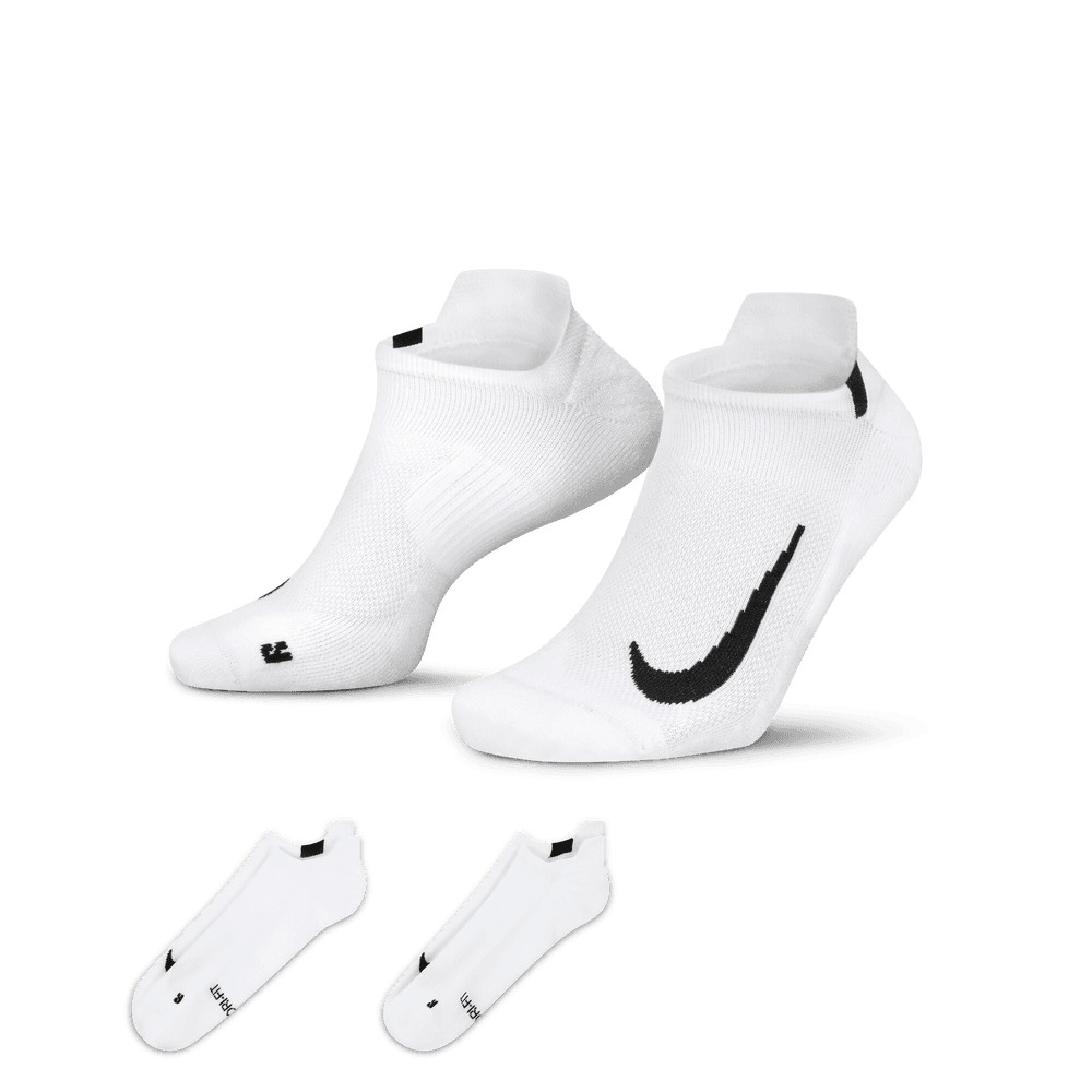Medias Nike Multiplier Running No Show 2 Pack Unisex Blanco Unisex La Cancha