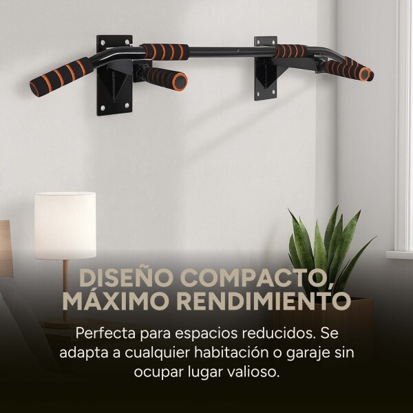 Barra De Dominadas Reforzada Multifunción Pared +Tornillos Color Negro