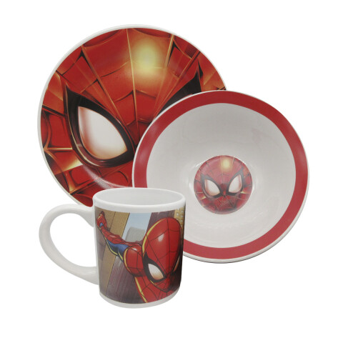 Set X3 de Cerámica Infantil Spiderman Plato, Taza y Bowl U