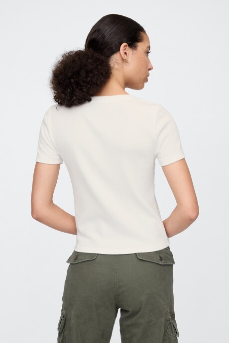 Remera Rib Mujer New Off White