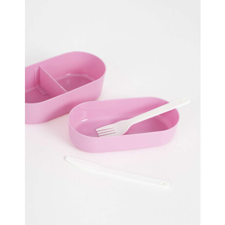 Lunchera Con Cubiertos Rosa Claro