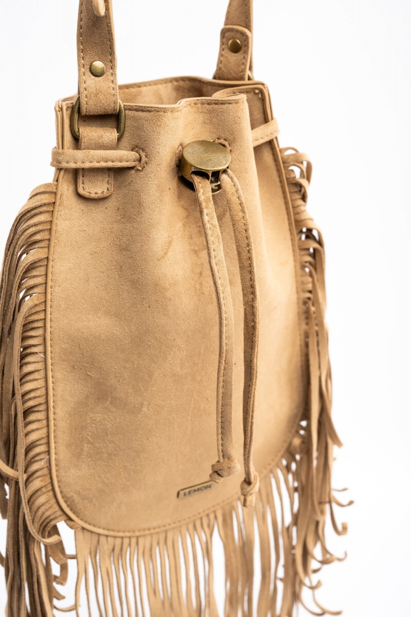 Cartera Flecos Gamuza Vegana Camel