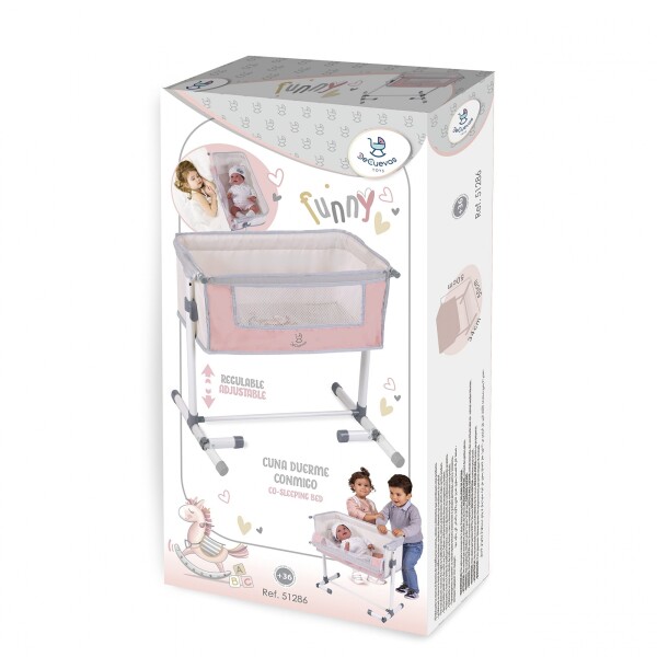 Cuna Muñeca De Cuevas Juguete Duerme Conmigo Altura Reguable Variante Color Rosa Gris