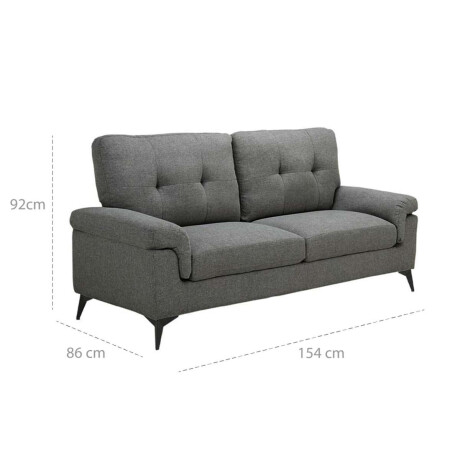 Sillon 2 Cuerpos Tela y Madera Natural Living Lamona Gris Oscuro