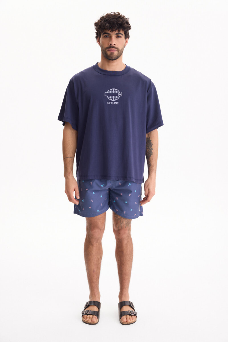 Short De Baño Piña Azul