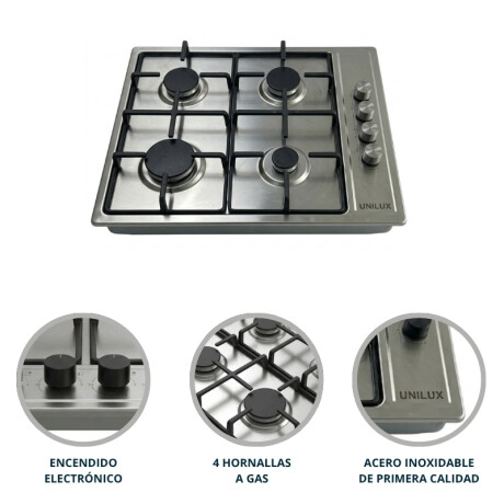 Anafe a Gas Vulcano Quad 4 Hornallas 60 cm Anafe a Gas Vulcano Quad 4 Hornallas Acero Inoxidable