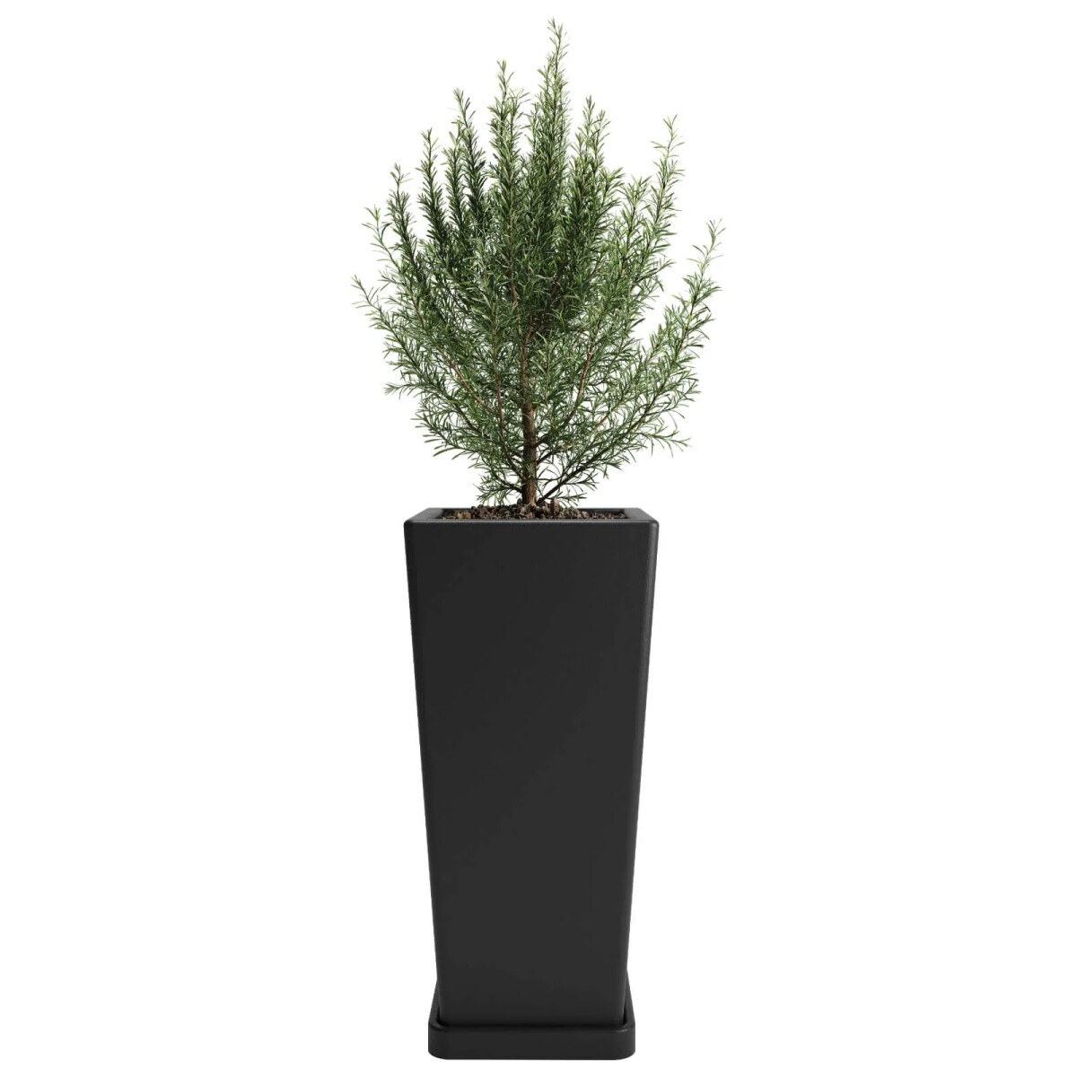Macetero Piramidal 45 Negro c/Plato, Alto 45cm x 21.5cm Ancho Boca x 15.6 Base, 20 lts 