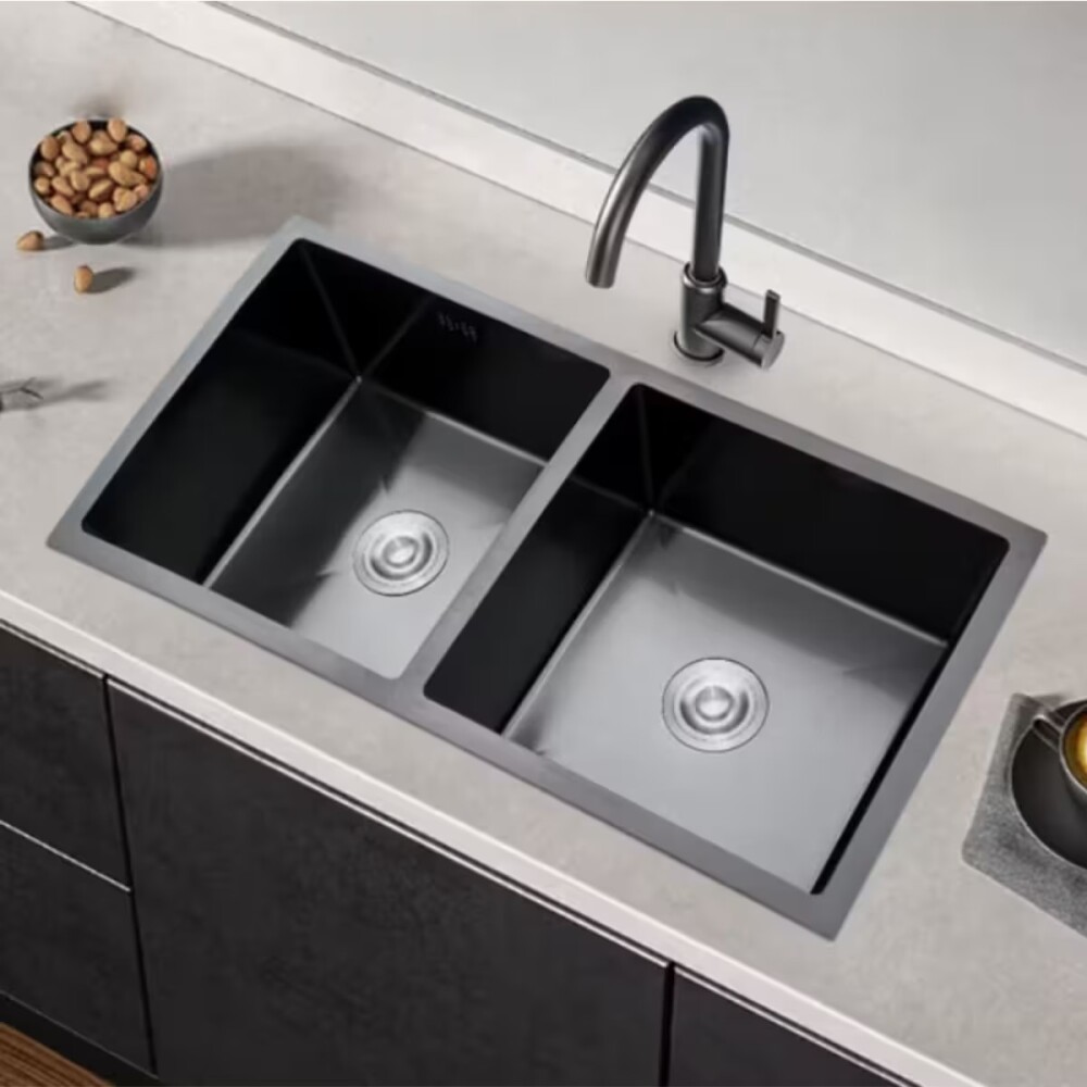 Pileta de cocina Dream doble negra 78X43 cm Pileta De Cocina Dream Doble Negra 78x43 Cm