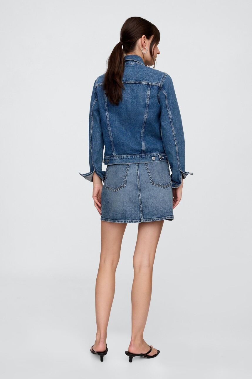 Pollera De Jean Mini Mujer Medium Wash