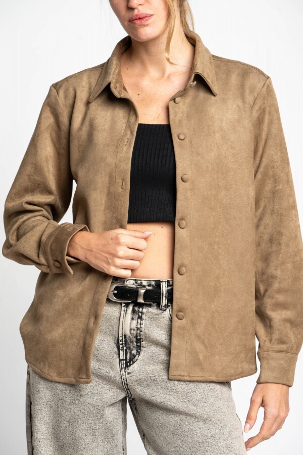 Camisa Gamuza Cuero Vegano Moca