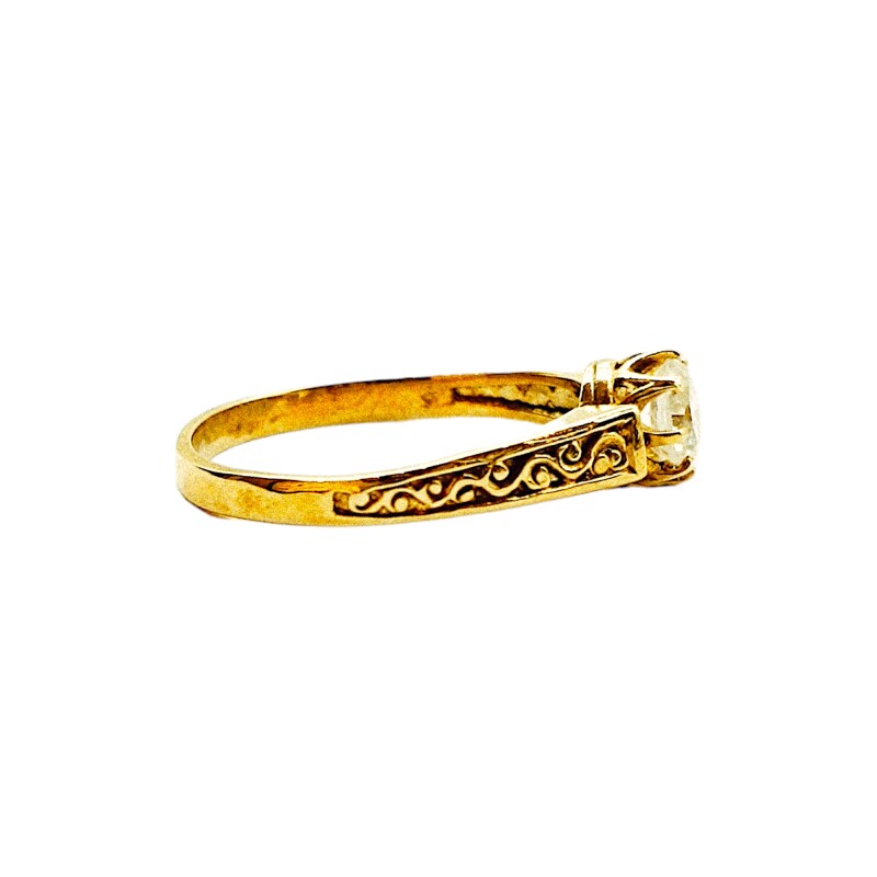 Anillo Solitario labrado-Oro bajo-Piedra Zirconia-AN8051 conpiedra