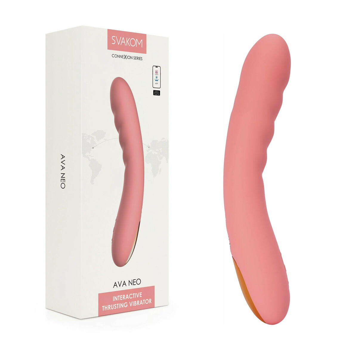 Vibrador de Empuje con Aplicación y Carga USB Ava Neo - Rosa 