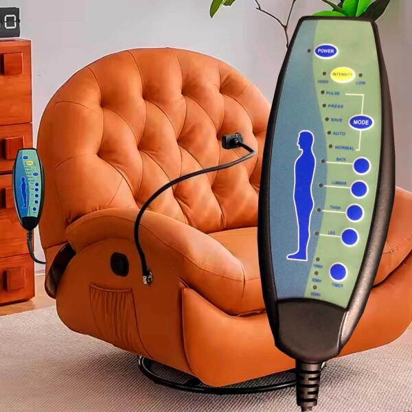 Sillón Masajeador Poltrona Con Control Remoto Y Soporte Para Celular NARANJA