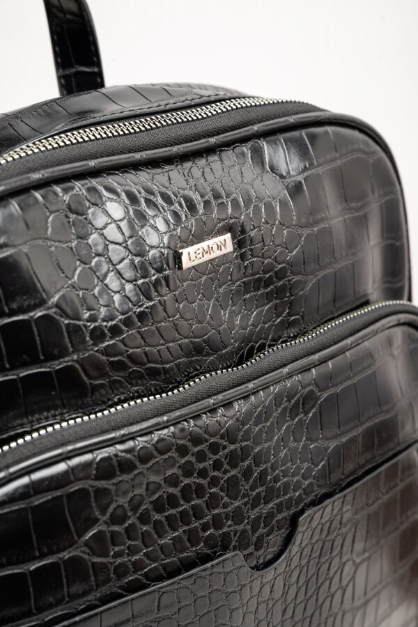 Mochila Midi Croco Negro