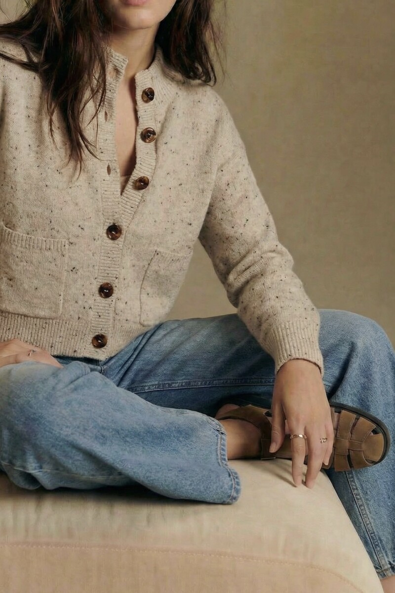 Cardigan Bouttonne Beige Melange