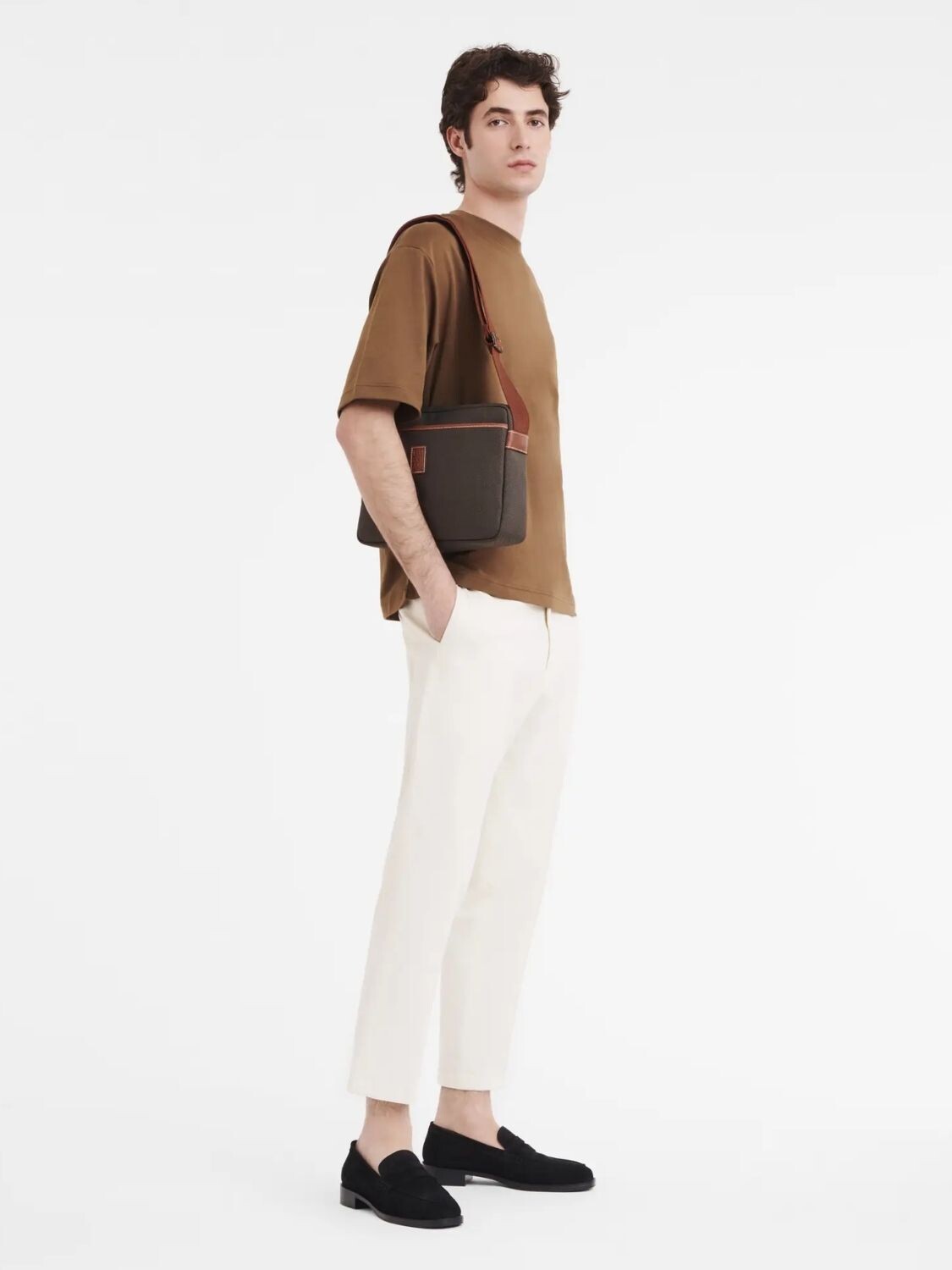 Longchamp -Bolso de lona cruzado, Boxford Marrón