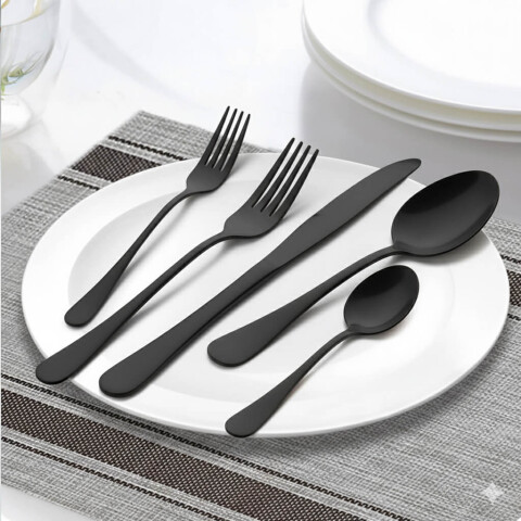 Juego de 24 Cubiertos De Acero Inoxidable Cocina Imback Negro Juego de 24 Cubiertos De Acero Inoxidable Cocina Imback Negro