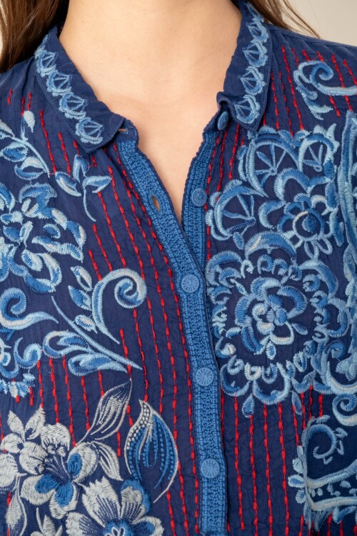 Túnica de seda Johnny Was Blue