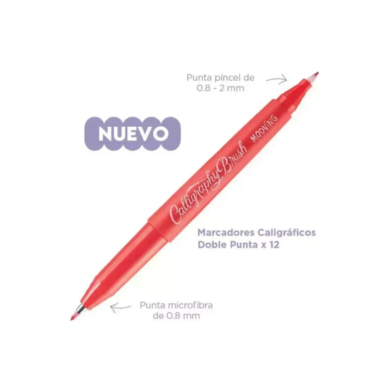 Marcadores caligráficos doble punta 12 colores Mooving Marcadores caligráficos doble punta 12 colores Mooving