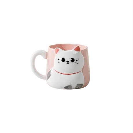 Taza de ceramica gato Rosado