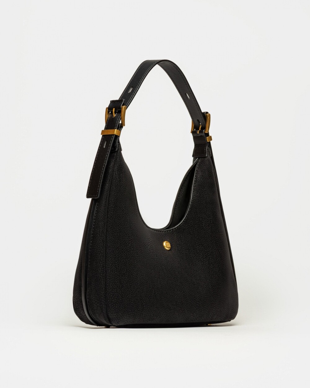 Cartera al hombro Raw en efecto gamuza Negro